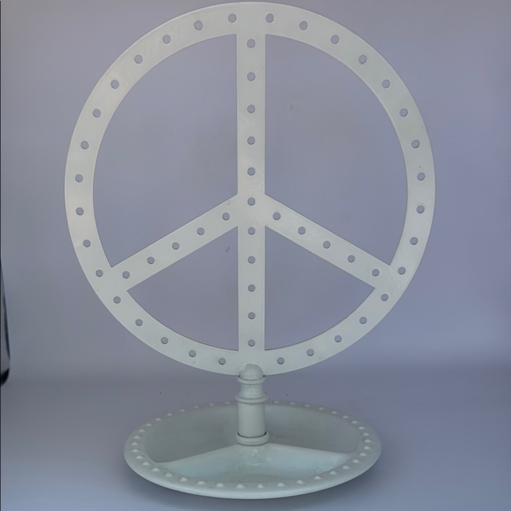 Pottery barn White Peace Sign Jewelry Holder trinket dish